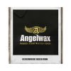 Close up of the embroidered Angelwax logo that is on the polo shirt.